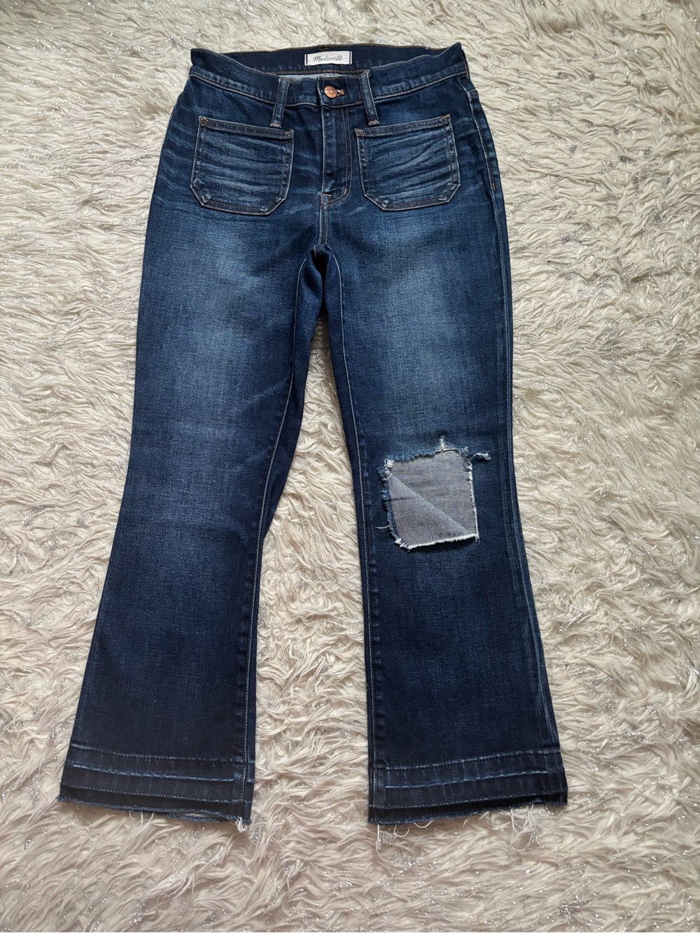 Madewell Cali Demi-Boot Dark Blue Women’s Patch Pockets Jeans Size 26